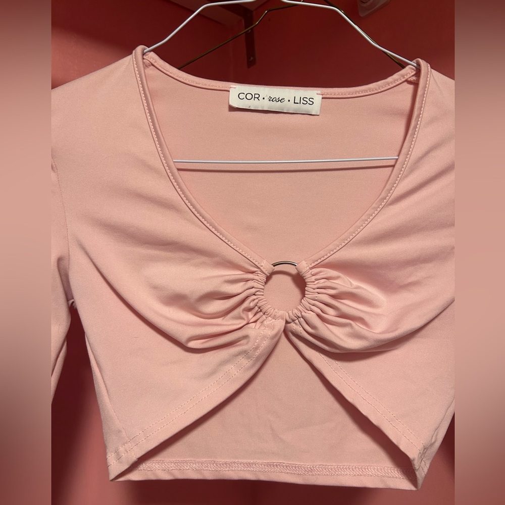 Pastel Pink Cropped Long Sleeve